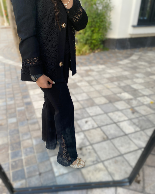 شلوار دمپا گشاد مشکی گیپور